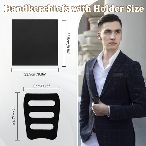 Image of LJBFNN Pocket Squares Handkerchiefs for Men Soft Cotton Mens Womens White Pocket Square with Holder for Suit Wedding Business