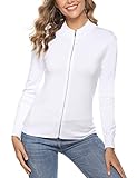 Youngull Womens Long Sleeve Knitted Sweater Zip Up Sweatshirts Casual Lightweight Jacket S-XXL, White, X-Large
