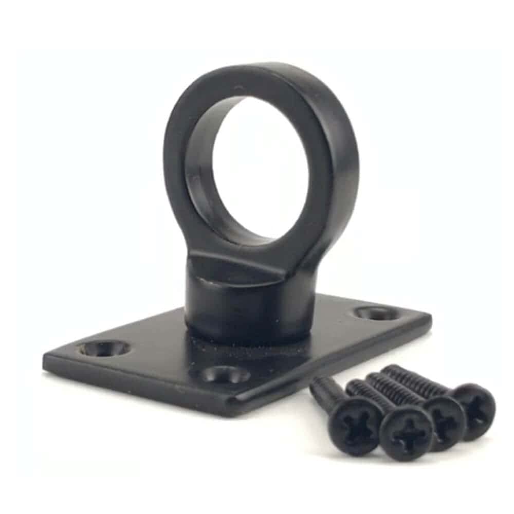 Ropeservices Uk Black 24Mm Powder Coated Decking Rope Eye Plate, Deck Post End Fixing Post Fitting