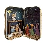 Weihnachtskrippe - 11,5 cm Eisenholz | Mini Weihnachtskrippe Set | Miniatur Weihnachtsfigur | Deko Ornament für Schreibtische, Regale oder Beistelltische zur Verschönerung der festlichen spirituellen