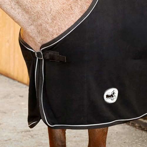 Jeffers Elite Fleece Cooler Blanket for Horses, 81" – Contoured Moisture Wicking Horse Cooler, Lightweight Breathable Fleece Horse Cover for Layering, Travel, Grooming & All Year Round Use - Black - Image 5