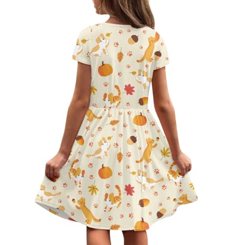 Image of Short Sleeve Dress for Girls with Pockets Cute Toddler Girl Clothes Summer 2-12