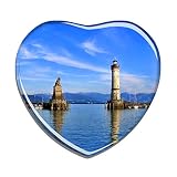 Hqiyaols Souvenir Deutschland Bodensee Leuchtturm Lindau Kühlschrankmagnet Herzform Kristall Kühlschrank Aufkleber Magnet Reisen Geschenk Sammlerstücke Andenken