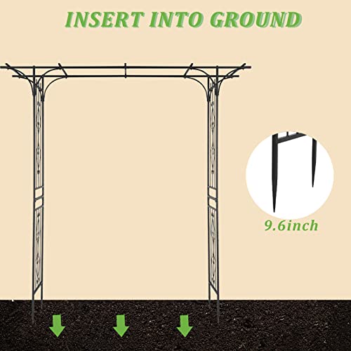 Outvita 7Ft Garden Arch Arbor, Steel Frame Stand Trellis, Arbour Archway For Wedding Ceremony Decoration Plant Climbing Rose Vines Lawn Courtyard Patio Black #TOP4