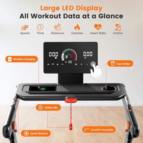 Image of JAGJOG Foldable Treadmill with 15% Auto Incline, 8.8 MPH, 300 lb Capacity
