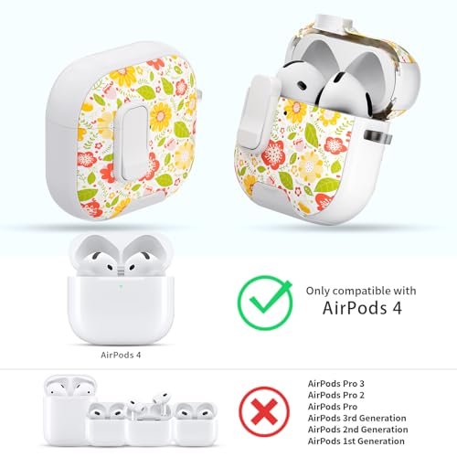 Image of for AirPods 4 Case with Safty Lock & Phone Stand,Cute Floral Pattern Style