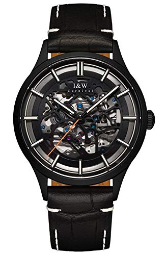 Image of Automatic Watch for Men Black Skeleton Mechanical Watch