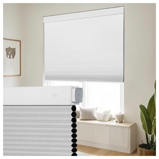 SEEYE No Drill Cordless Cellular Shades, Blackout Honeycomb Blinds for Indoor Window,Thermal Insulated Noise Reduction, Easy Install for Bedroom, Living Room, Office, White (58" W x 64" H)