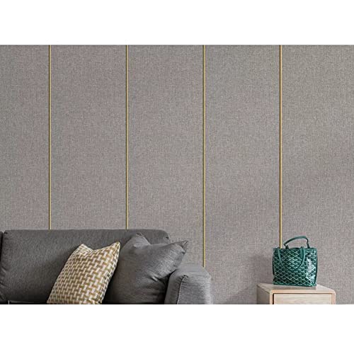 Papier peint autocollant en mousse de lin gris imperméable et insonorisant