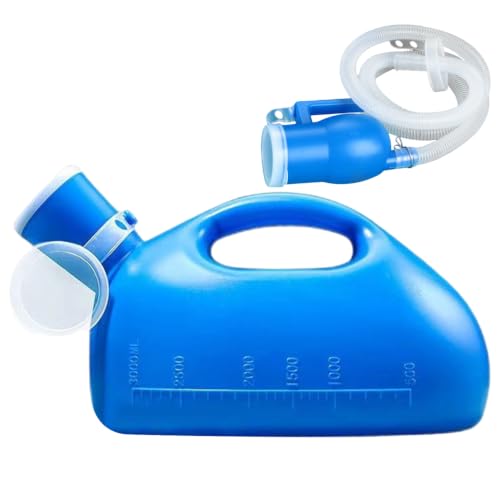 Portable Urinal for Men 3000ml Spill Proof Pee Bottle with Long Removable Tube Lid and Scale Travel Urinals for Hospital Elderly Car and Outdoor Use