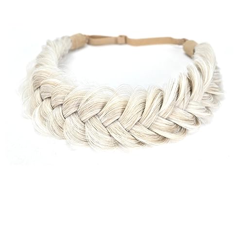 STHEJFB Braid Headband 2 Strands Messy Classic Chunky Plaited Wide Braids Elastic Stretch Quality Synthetic Braided Headband Women Girl Bohemian Hair Braid 65g (Headbands A8)