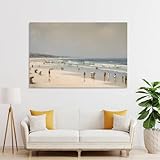 POLIUAWS Menschen am Strand – Gemälde, Heimdekoration, Wohnzimmer, Leinwandbild, 8x12 Zoll (20x30 cm)