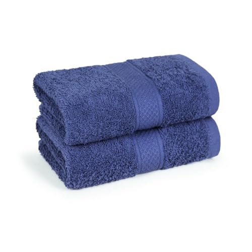 Image of MYTRIDENT Hand Towel | Urban Comfort | Quick Drying | Travel Friendly | for Men /Women | 2 Pc Hand Towel (40 cm x 60 cm) | 100% Cotton 450 GSM - Navy