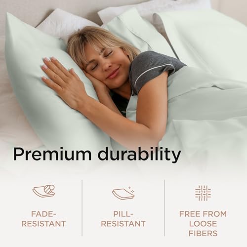 Threadmill California King Sheets, Certified American Supima Cotton Sheets, 1000 Thread Count Hotel Quality, 4 Piece Luxury Bed Sheets Set with Elasticized Extra Deep Pocket, Seaglass