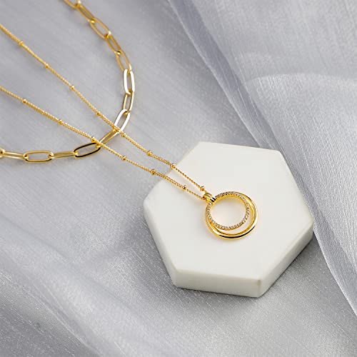 Image of MEVECCO Dainty Pendant Layered Necklaces for Women
