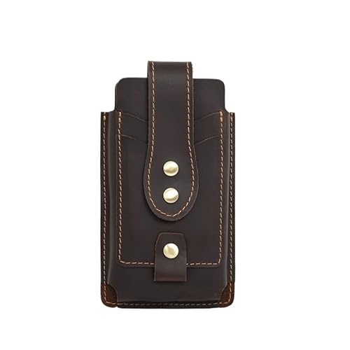 JSEIAJB Leather Mobile Phone Waist Bag top Layer Outdoor Sports Retro Outing(Style3)