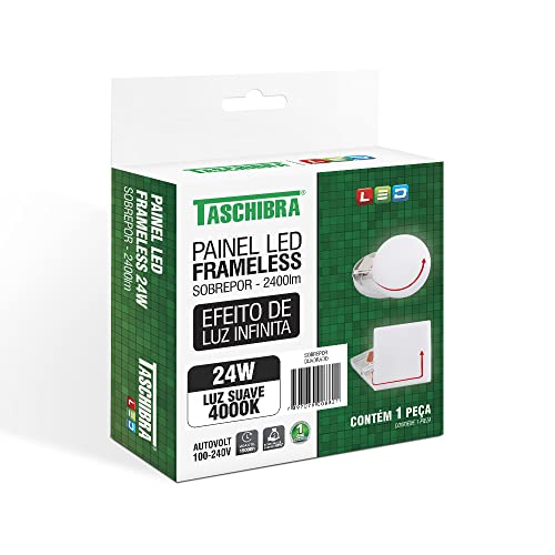 PAINEL LED FRAMELESS TASCHIBRA SOBREPOR 24W QUADRADO 4000K
