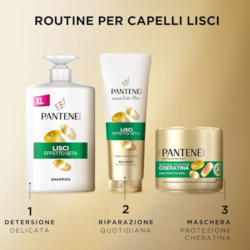 Pantene Pro-V Shampoo Lisci Effetto Seta per Capelli Crespi/Opachi 2x1000ml - Immagine 4