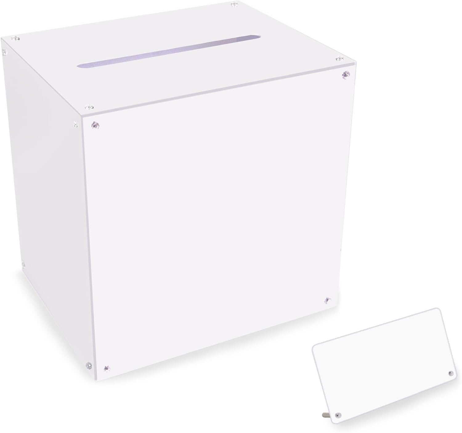 Acrylic Wedding Card Box with Slot Top, Detachable DIY Card Box for Wedding Reception, Corner Brackets & Screws Included, Acrylic Table Sign Holder Included