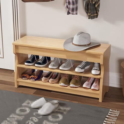 Taburete de madera para cambiar zapatos de forma cómoda en la entrada 8
