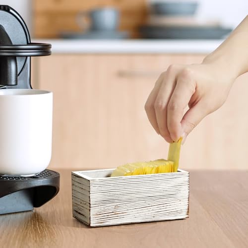 BWODYAY Sugar Packet Holder, Wood Sugar Caddy, Sugar Packet Holder for Coffee Bar, Drink Packet Organizer, Condiment Holder Rustic White