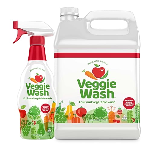 Veggie Wash Fruit & Vegetable Wash, Produce Wash and Cleaner Bundle Pack - 16 oz. Spray and 1 Gallon Refill, Packaging May Vary