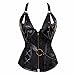 Produktbild Leder Korsett Steampunk Vollbrust Vintage Corsage Bustier mit träger Gothic Punk Korsage Piraten Top Damen Schwarz 4XL