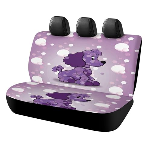 Funda de asiento trasero para coche con estampado original de lunares morados y caniches