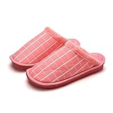 Material: Algodón superior LDDNZH Zapatillas para Mujer Algodón Slippers,Mute Cálidos Y Suaves Zapatillas Rosa Elegante Celosía Pelusas Inferior Grueso Wraped Ultraligero, Forro De Felpa Lavable A Prueba De Desgaste del Slip-