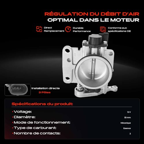 Boîtier de papillon de haute précision compatible Logan MCV et Clio III 1.4 16V