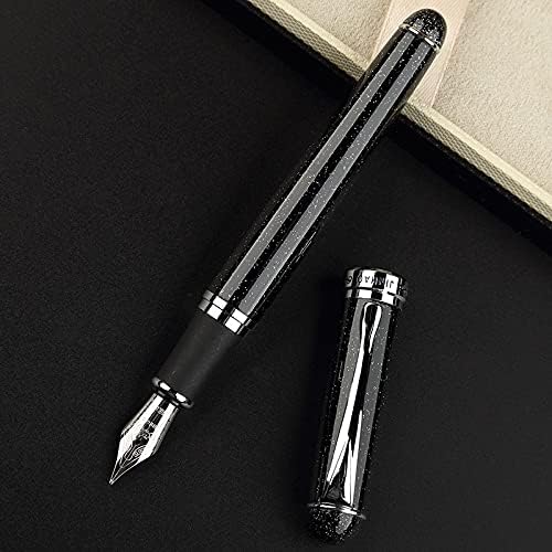 Miniatura 7 de Pluma estilográfica negra con purpurina, recargable de 5.5 in x 0.5 in para hombres y mujeres, diario, caligrafía, bolígrafos de escritura suave