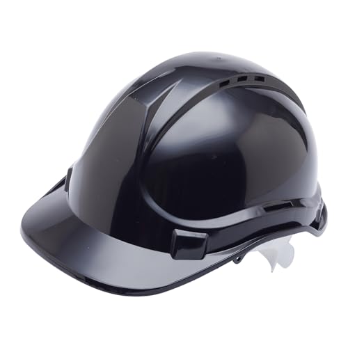 Blackrock Black Hard Hat Safety Helmet For Construction Mens Womens Unisex Work Hats Builder One Size Adjustable Head Strap HDPE Protection UK/EU 2016/425 EN937:2012+A1:2012