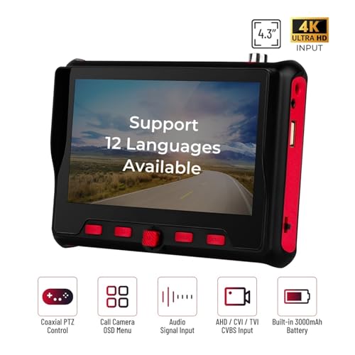 Probador CCTV 4K multiformato para solucionar fallos en cableado UTP y PTZ 3