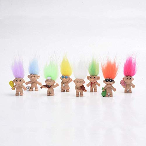 Tenlacum Casa de muñecas en miniatura 8 piezas de muñeca retro Troll Leprocauns Figuras Toy Cake Toppers Niños Escuela Proyecto Cover