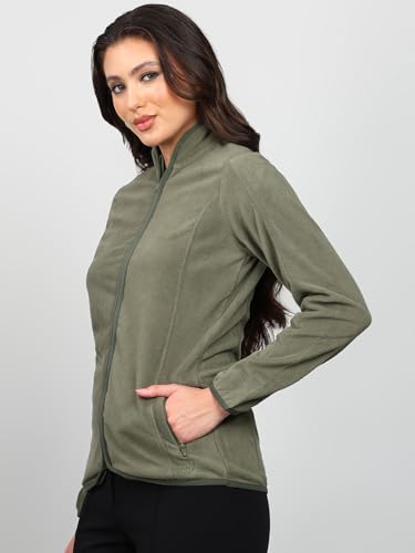 Image of Alan Jones Clothing Women's Standing Collar Zipper Fleece Standard Length Jacket