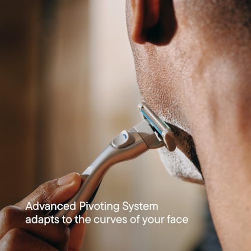 Harry's Plus Razor Shaving Kit for Men - Premium Handle and 3 Razor Blade Cartridges - Advanced Pivoting System - Moss - 3