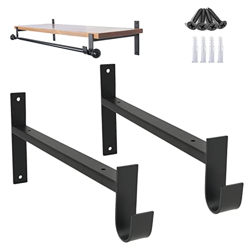 AddGrace Closet Rod Bracket Heavy Duty Shelf Brackets Black 8 Inch 2 Pack by AddGrace - Used condition - US$15.30