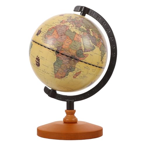 Vintage Desk Globe, 8.65in World Globe with Wood...