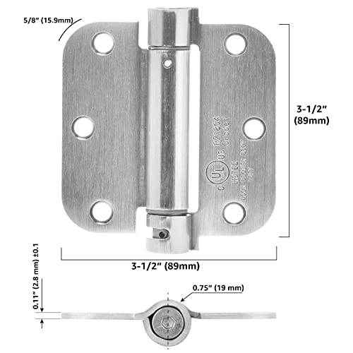 Amazon Basics Self-Closing Door Hinge, 3.5 Inch X 3.5 Inch, 1 Piece, Satin Nickel #TOP3