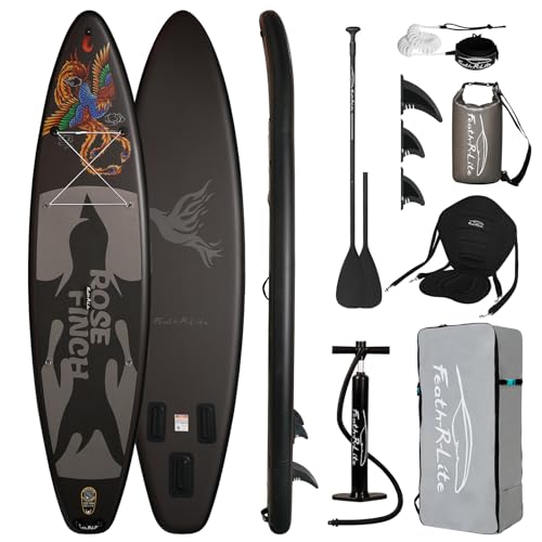 FEATH-R-LITE Aufblasbares Stand Up Paddling SUP Board mit Verstellbarem Paddel/Pumpe/Rucksack/Leine/wasserdichte Tasche/Kajak Sitz 350 * 83 * 15cm Phoenix