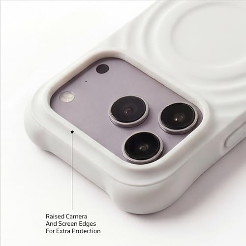 Image of amazon basics Shockproof Case for iPhone 17 Pro | Ripple Pattern | Camera Protection | Protective Cover with Enhanced Grip & Wireless Charging Support - White