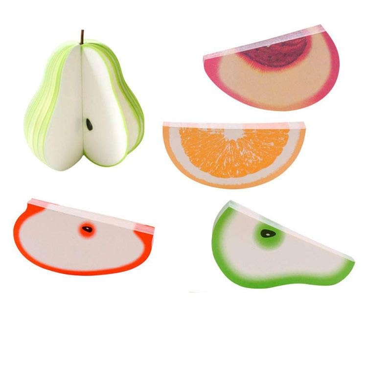 Image of 3D Fruit Shape Memo Notes Pads - Cute DIY Colorful Mini Self-Adhesive Notepads with Clip, Portable Scratch Paper Memo Pads for Desk Decoration, Office, School & Planner Supplies (5 PCS)