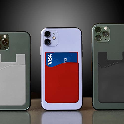 Silicone Phone Card Holder Pocket, Stick On Wallet, Adhesive Credit Card Pouch, Compatible With Iphone & Samsung Galaxy - Red #TOP1