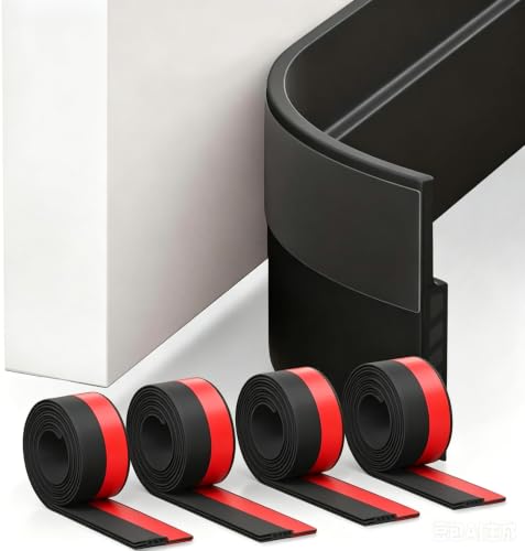 Image of 4 Pack Door Draft Stopper, Under Door Sweep for Exterior & Interior Doors, Weather Stripping Door Seal, Garage Window Blocker Noise Cold Air Insulation, Draft Guard Black 2 inch W x 39 inch L