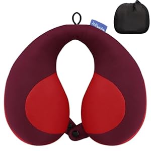 INFANZIA Kinder Nackenkissen Kinnstützendes Reisekissen, U-förmige Nackenkissen im Autositz für Flugzeug oder Zug, Geschenke für Kinder (Rot)