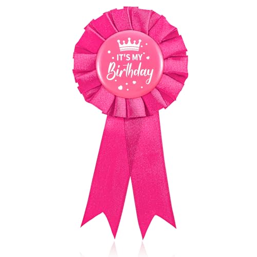 Image of Birthday Badge It's My Birthday Brooch Birth Day Ribbon Badge Brooch Pin Satin Corsage Fabric Birth Day Party Award Brooches for Women Men Party Decoration