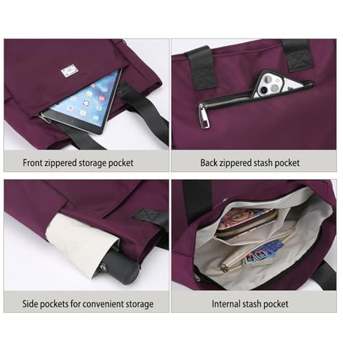 Zcjeaneviln Large Capacity Water Repellent Multi Pocket Nylon Shoulder Bag, Fashion Nylon Tote Bag for Women&Men3