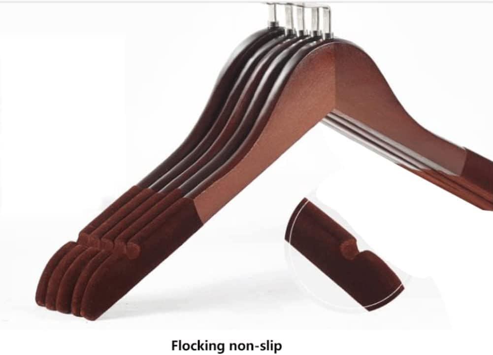 丈夫で実用的な木製ハンガー、10 個パック、肩の溝がフロック加工された、安定した木製ハンガー。