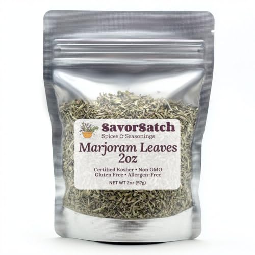 Savorsatch Marjoram Leaves – 2 Oz Resealable Stand-Up Pouch | Whole Dried Marjoram Herb For Cooking, Seasoning & Spice Blends