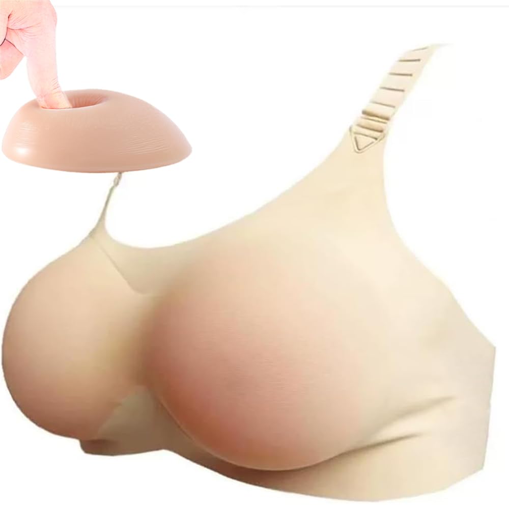 Tragbarer Silikon Fake Brüste für Frauen Männer Sex Spielzeug, Einteiliger mit künstlichen Brüsten Drei Größen erhältlich, Erotik Sextoys Crossdresser Transgender Cosplay(Hautfarbe-C)
